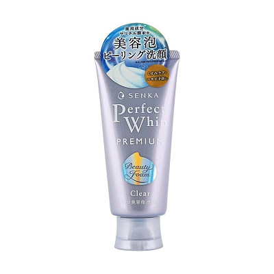 Senka Premium Perfect Whip Clear, очищающая пенка с эффектом пилинга 120 гр